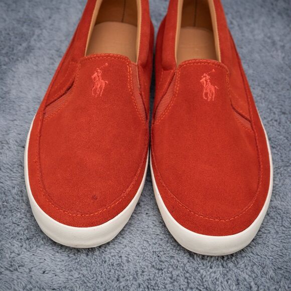Polo Ralph Lauren Elbert Slip On Shoes Mens 12D Orange Suede Sneakers w/box